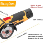 Lixadeira Esmerilhadeira Portátil Recarregável Sem Fio 2 Bate