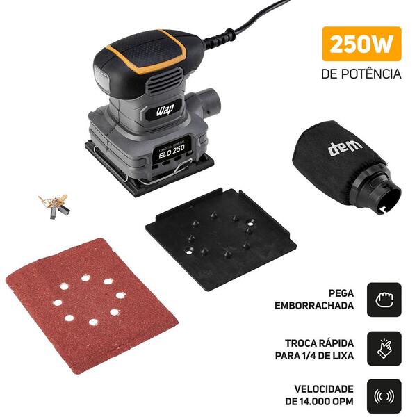 Lixadeira Orbital Wap Elo 250 60hz 250w 14000 Orbitas Por Minuto