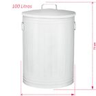 Lixeira 100 Litros Branca Lata De Lixo Americana Branca Aço