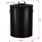 Lixeira 100 Litros Preta Lata De Lixo Americana Preta Aço