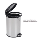 Lixeira 15L Aço Inox Pedal Tampa Preta Brinox