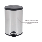 Lixeira 15L Aço Inox Pedal Tampa Preta Brinox
