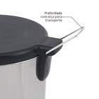 Lixeira 15L Aço Inox Pedal Tampa Preta Brinox