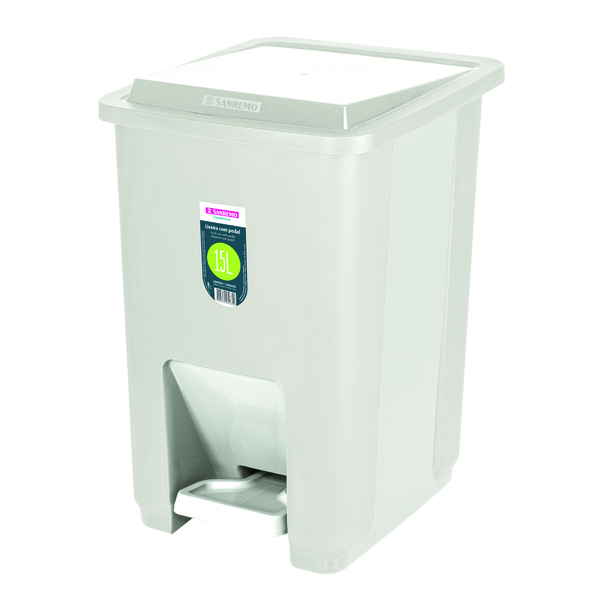 Lixeira 15L Plástico Bege Pedal Sanremo