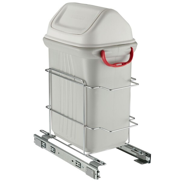 Lixeira 19 Litros Com Suporte E Corrediça Telescópica - Bege