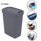 Lixeira 2 Aberturas Com Porta Saco Lixo 17 L Cinza Plasútil