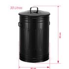 Lixeira 30 Litros Preta Lata De Lixo Americana Preta Metal