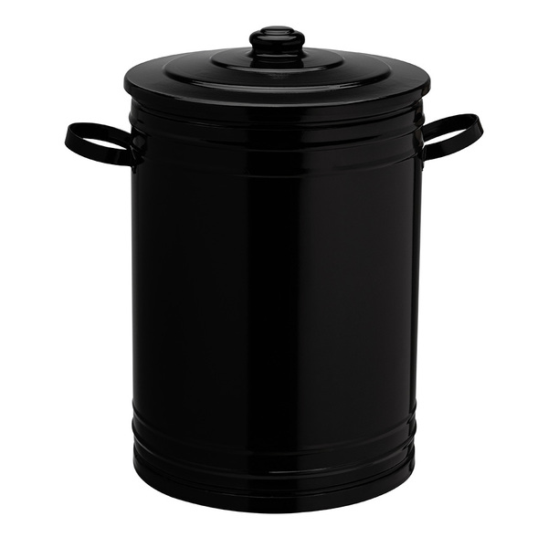 Lixeira 30 Litros Preta Lata De Lixo Com Tampa E Alças