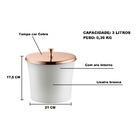 Lixeira 3 Litros Branco Tampa Cobre Aro Interno Forma Inox