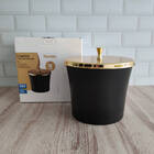 Lixeira 3 Litros Preta Tampa Dourada Aro Interno Forma Inox