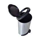 Lixeira 45L Plástico Pedal Inox e Preto Arqplast