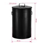 Lixeira 50 Litros Preta Lata De Lixo Americana Preta Metal