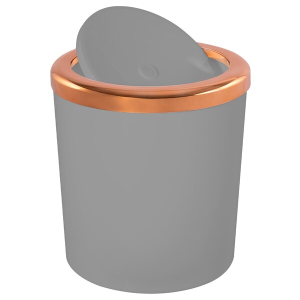 Lixeira 5 Litros Basculante Redonda Cobre Rosé Gold Luxo - Ci