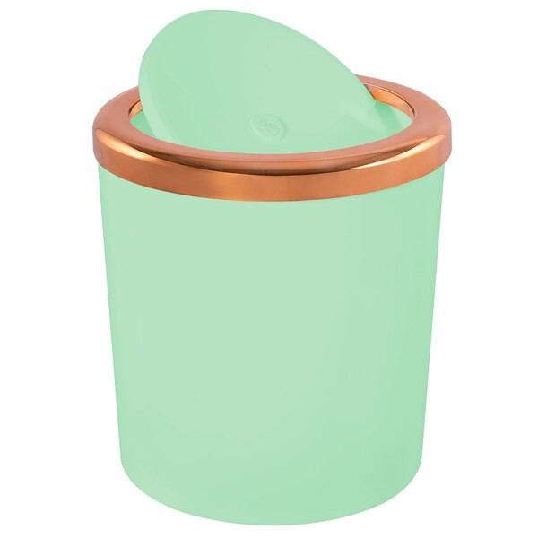 Lixeira 5 Litros Basculante Redonda Cobre Rosé Gold Luxo - Ve