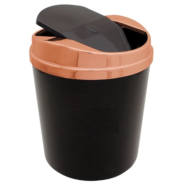 Lixeira 5l Com Tampa Basculante Rosè Gold Casa Rotaplast Preto