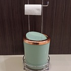 Lixeira 5l Tampa Rosé Gold Com Suporte Redondo Porta Papel Ve