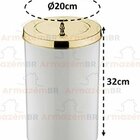 Lixeira 8 Litros Branca Com Tampa Dourado -  Future - Branc