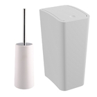 Lixeira 8l Com Tampa Click Retangular + Escova Sanitária Com