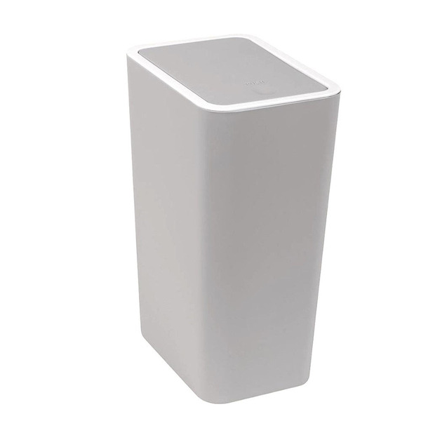 Lixeira  Astra Tampa Click 8l - Cinza Claro E Branco