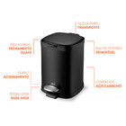 Lixeira Aço Carbono Pedal E Cesto 20 L Frame Preto Brinox 306