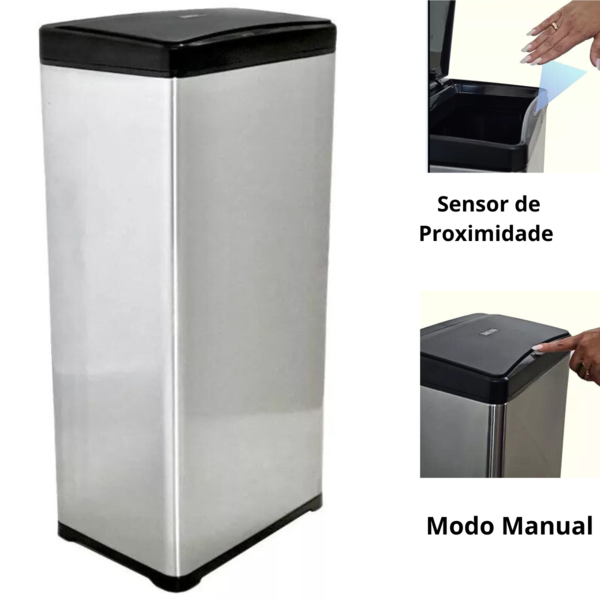 Lixeira Automática Aço Inox 50 Litros Com Sensor Cozinha | Leroy Merlin