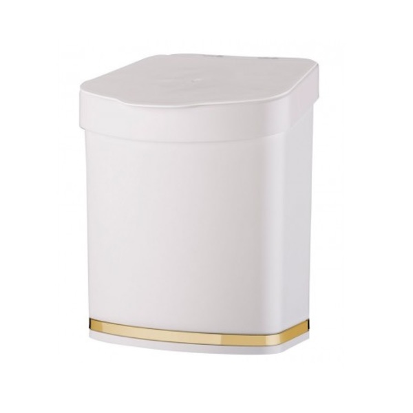 Lixeira Bancada Future Branca Com Dourado  2,5 Litros