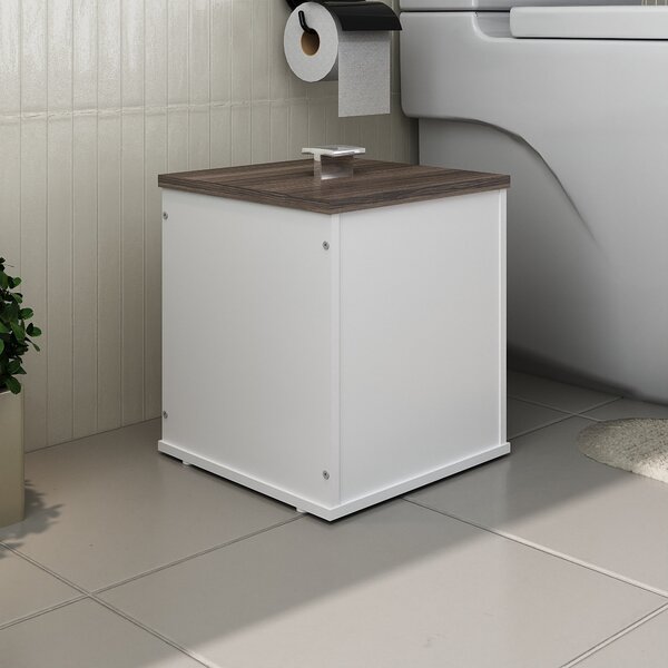 Lixeira Banheiro Cesto Cozinha Luxo Mdf - Fabribam Branco/amê