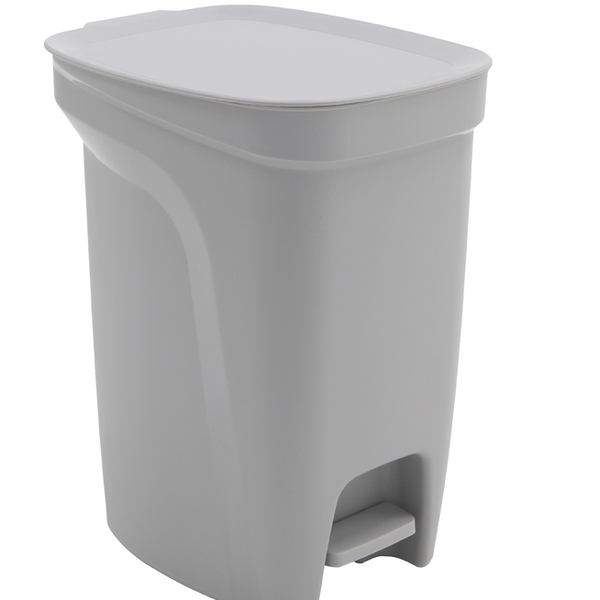Lixeira Basic Compact Em Polipropileno Cinza Com Haste Em Aco