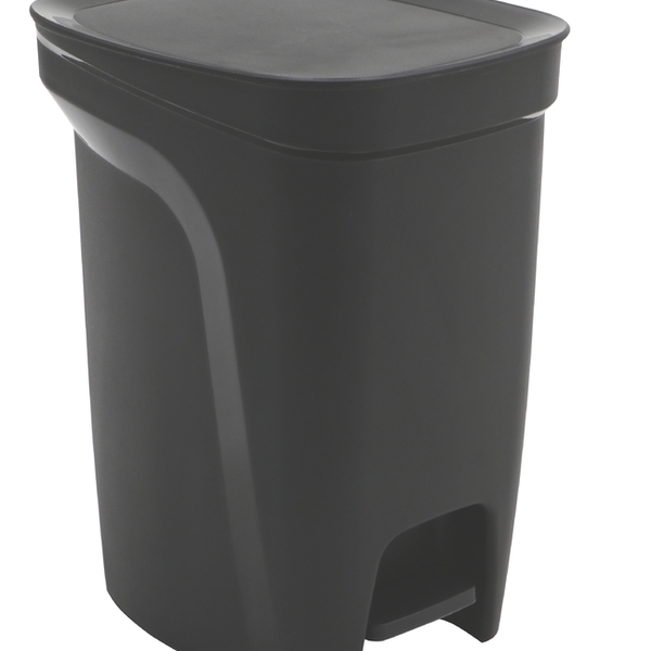 Lixeira Basic Compact Em Polipropileno Preto Com Haste Em Aco