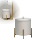 Lixeira Branca Com Detalhes Em Dourado 6 Litros Alumínio Susp