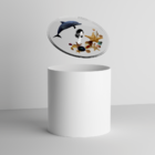 Lixeira Branca Decorada Com Golfinho E Estrela Do Mar