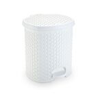 Lixeira Cesto 6 Lts. Rattan Tampa E Pedal Banheiro Cor Branco