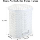 Lixeira Cesto 6 Lts. Rattan Tampa E Pedal Banheiro Cor Branco
