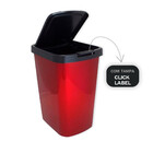 Lixeira Cesto 9 Litros Com Tampa Click Label Vermelha Metaliz