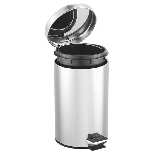 Lixeira Cesto De Lixo Pedal Inox Redonda Cesto Com Alça 5l