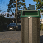 Lixeira Cinza Madeira Plástica 100 Litros - 70 Cm Tampa Verde