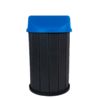 Lixeira Cinza Madeira Plástica 100 Litros - Tampa Azul MBS