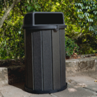 Lixeira Cinza Madeira Plástica 100 Litros - Tampa Preta MBS