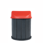 Lixeira Cinza Madeira Plástica 75 Litros -  Tampa Vermelha MBS
