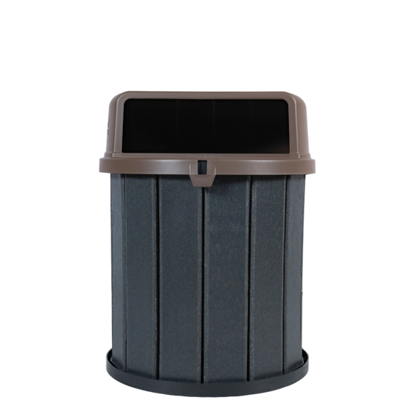 Lixeira Cinza Madeira Plástica 75 Litros - Tampa Marrom MBS