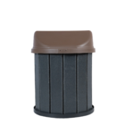 Lixeira Cinza Madeira Plástica 75 Litros - Tampa Marrom MBS