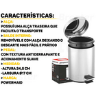 Lixeira Com Pedal 3 Litros 100% Inox Cesto Removivel Lixo