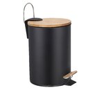 Lixeira Com Pedal E Tampa De Bambu Com Amortecedor Round - Jo