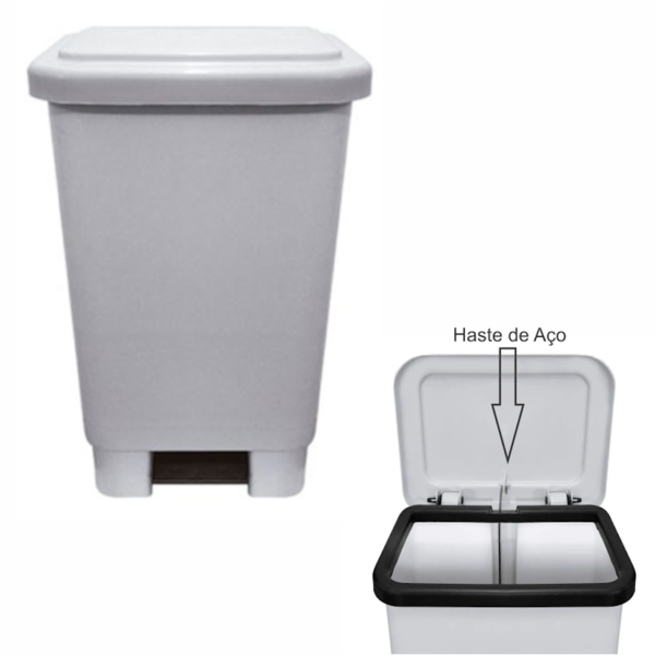 Lixeira Com Pedal E Tampa E Haste Metálica - 50 Litros