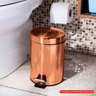 Lixeira Com Pedal Inox Para Banheiro Cozinha Bronze 3 Litros