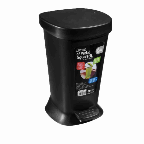 Lixeira Com Pedal Square 5 L Preto Coza