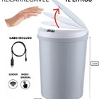 Lixeira Com Sensor De Proximidade Recarregavel Usb 12l Cinza