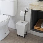 Lixeira Com Suporte De Papel Higiênico Em Aço Preto - Stolf