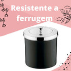 Lixeira Com Tampa 5 Litros Preta/cromada Future
