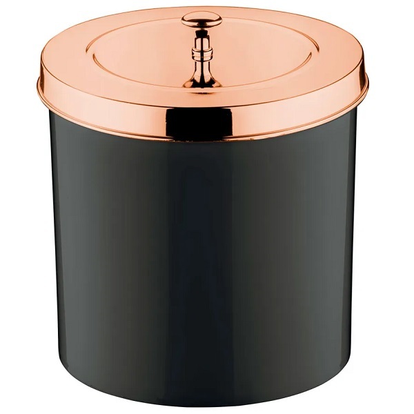 Lixeira Com Tampa 5 Litros Preta/rose Gold Future